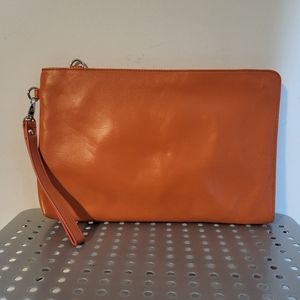 NWOT DANIER Orange Leather  Clutch/Wristlet/Crossbody